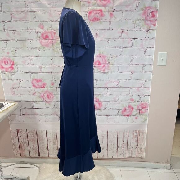 Chelsea28 navy true wrap flutter dress - Picture 5 of 11